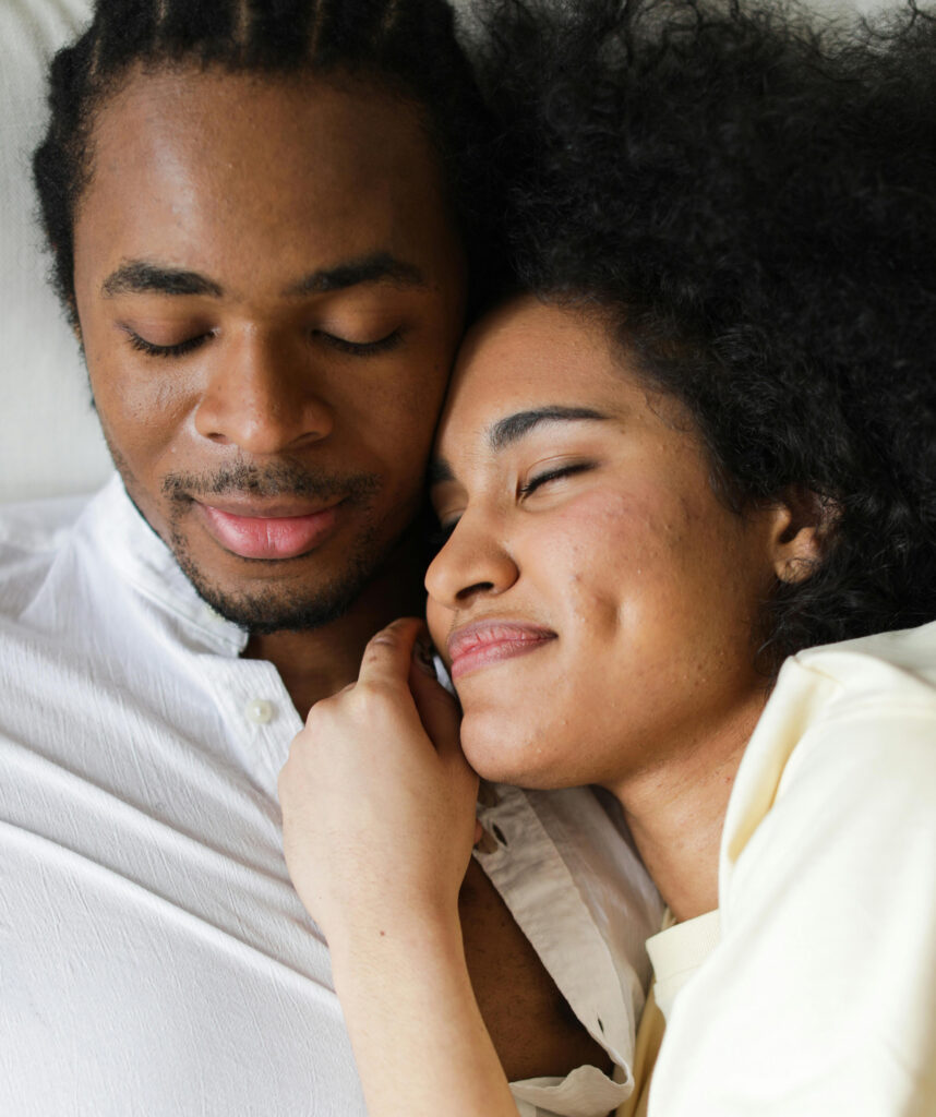 Blissful couple after having done relationship coaching for women