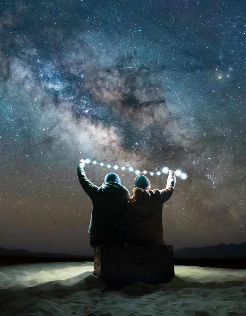 Couple on a star gazing first date